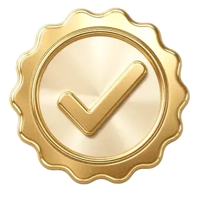 Checkmark badge — Magic Red