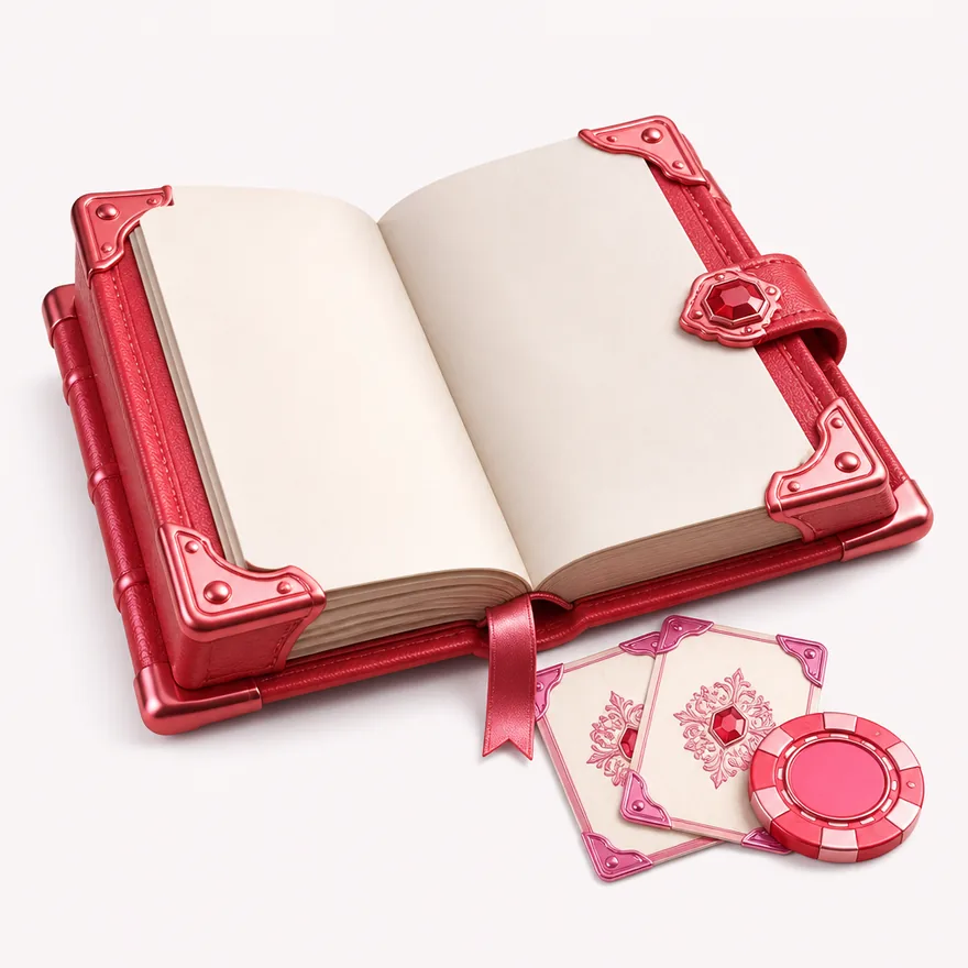 Open rulebook with cards — Magic Red