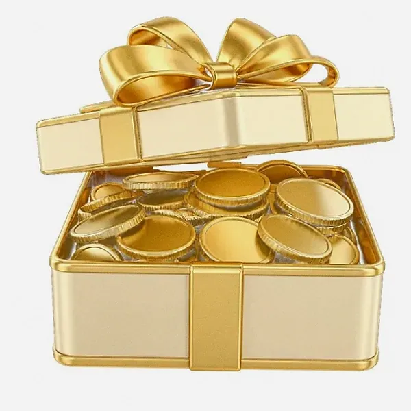 Gift box with coins — Magic Red