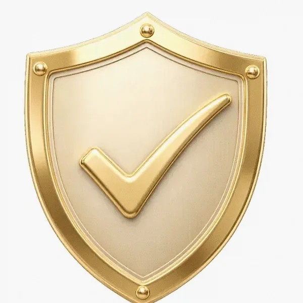 Checkmark shield — Magic Red