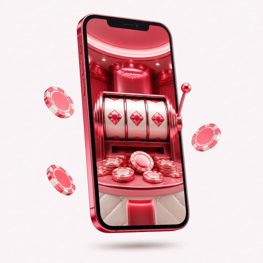 Smartphone with glowing screen — Magic Red