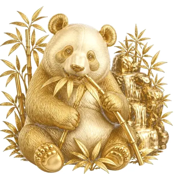 Panda eating bamboo — Magic Red