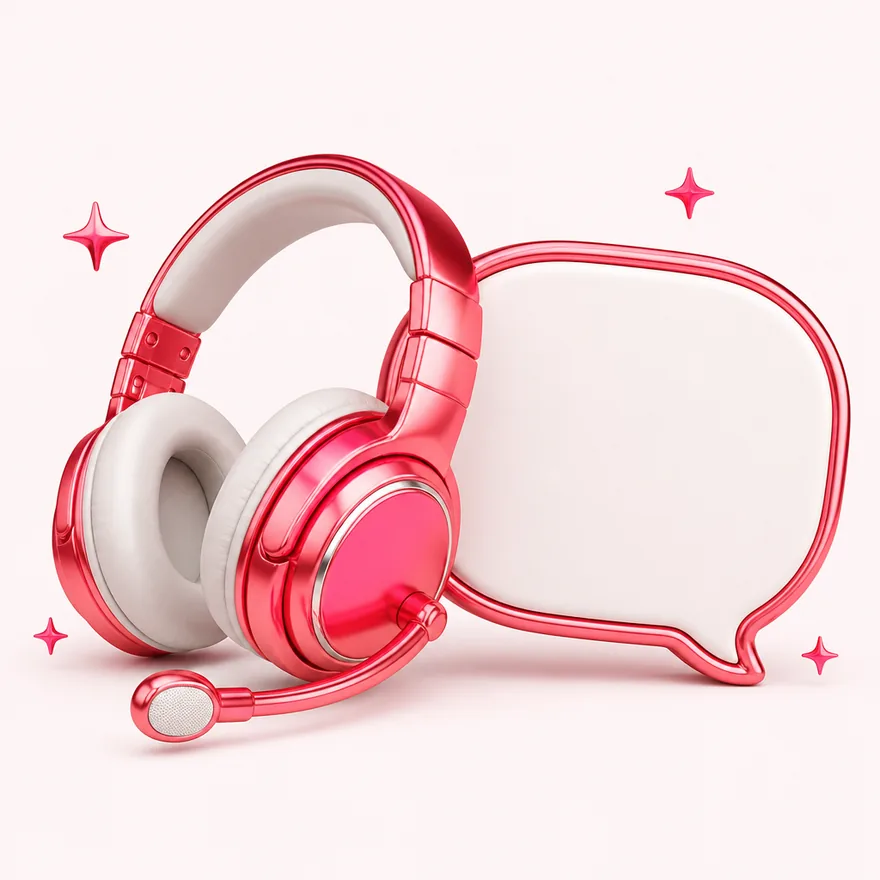 Headset with speech bubble — Magic Red