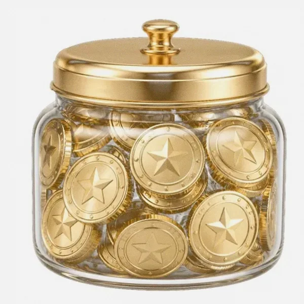 Coin-filled jar — Magic Red