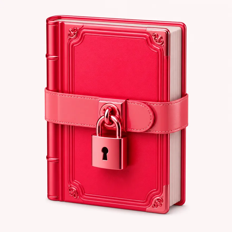 Book with padlock strap — Magic Red